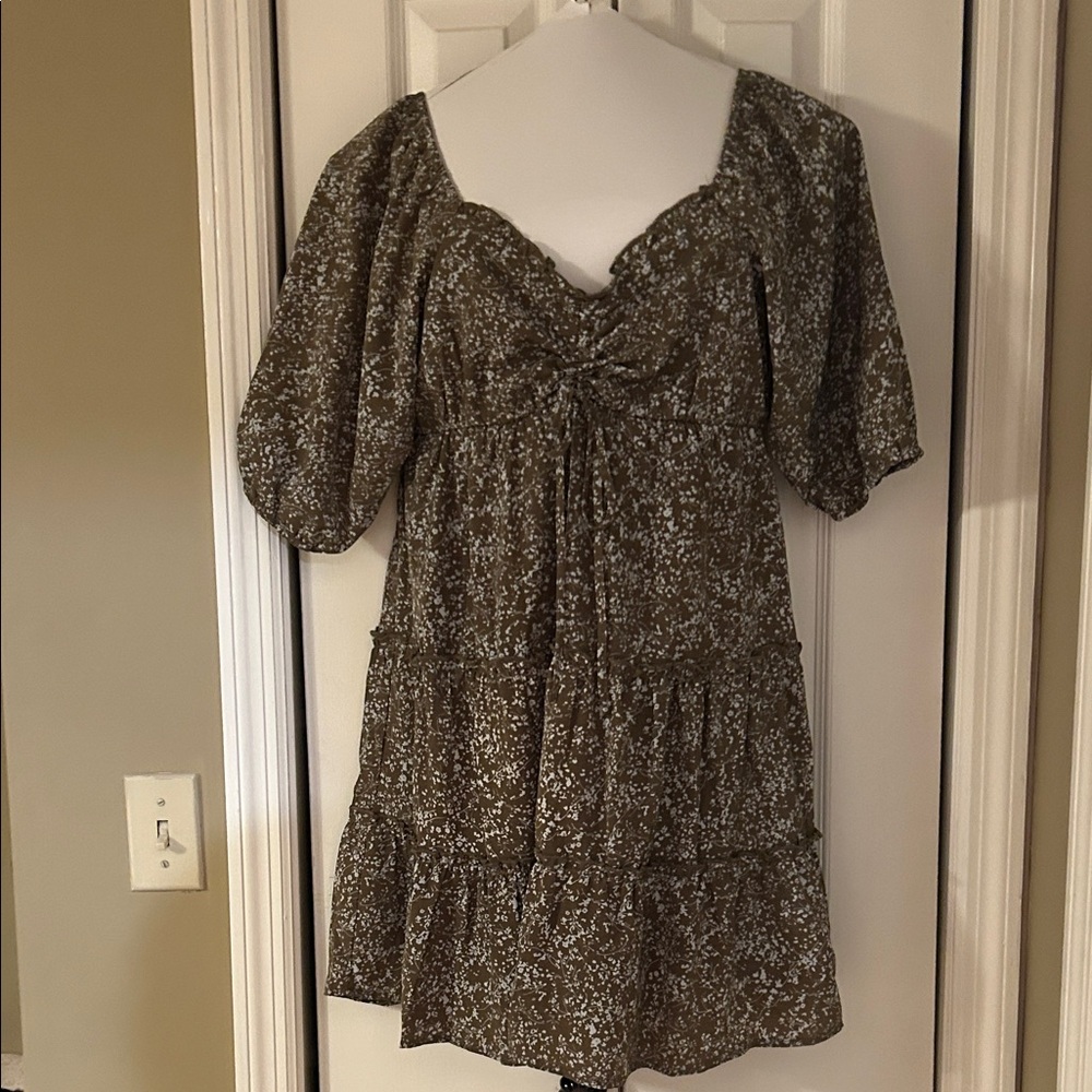 Elegant olive  Floral Women's Dress
